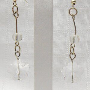 No631 Handmade earrings with glass flowers and glass cristals